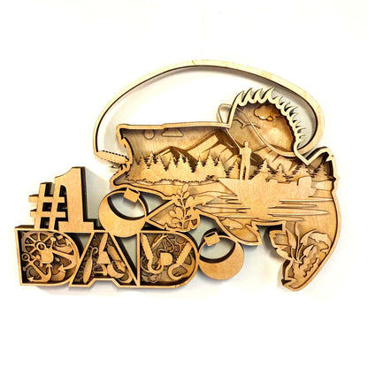 5-Layer #1 Dad Fishing Wall Art | Walleye Wood Laser Cut Decor