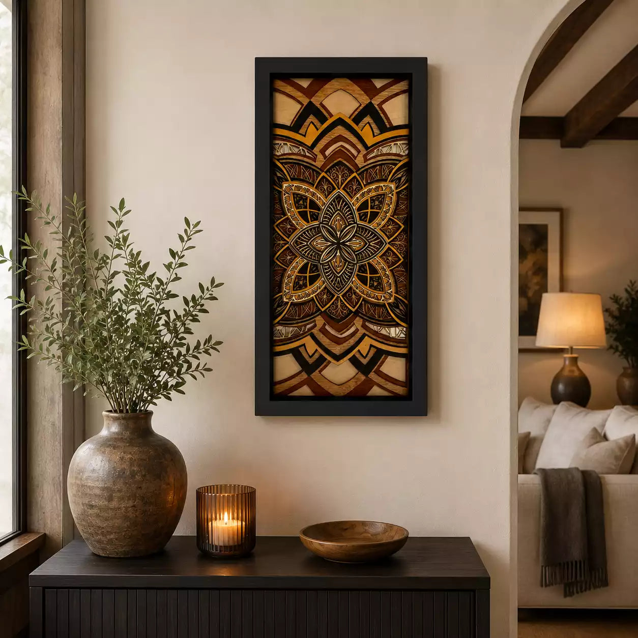 6-Layer Mandala Shadow Box Wall Art.
