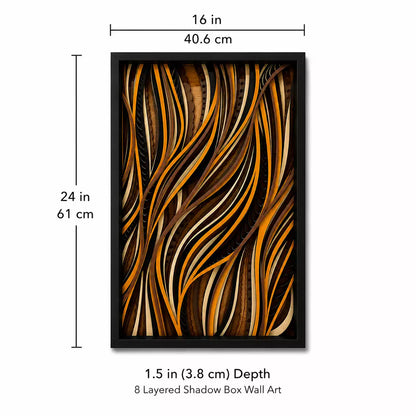 7-Layer Abstract Wave Shadow Box Wall Art