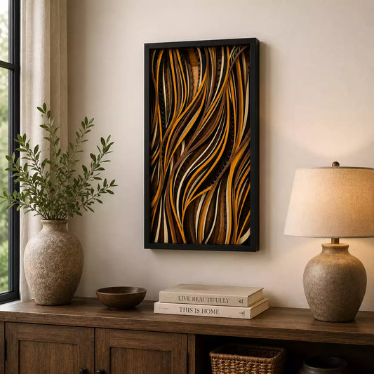 7-Layer Abstract Wave Shadow Box Wall Art