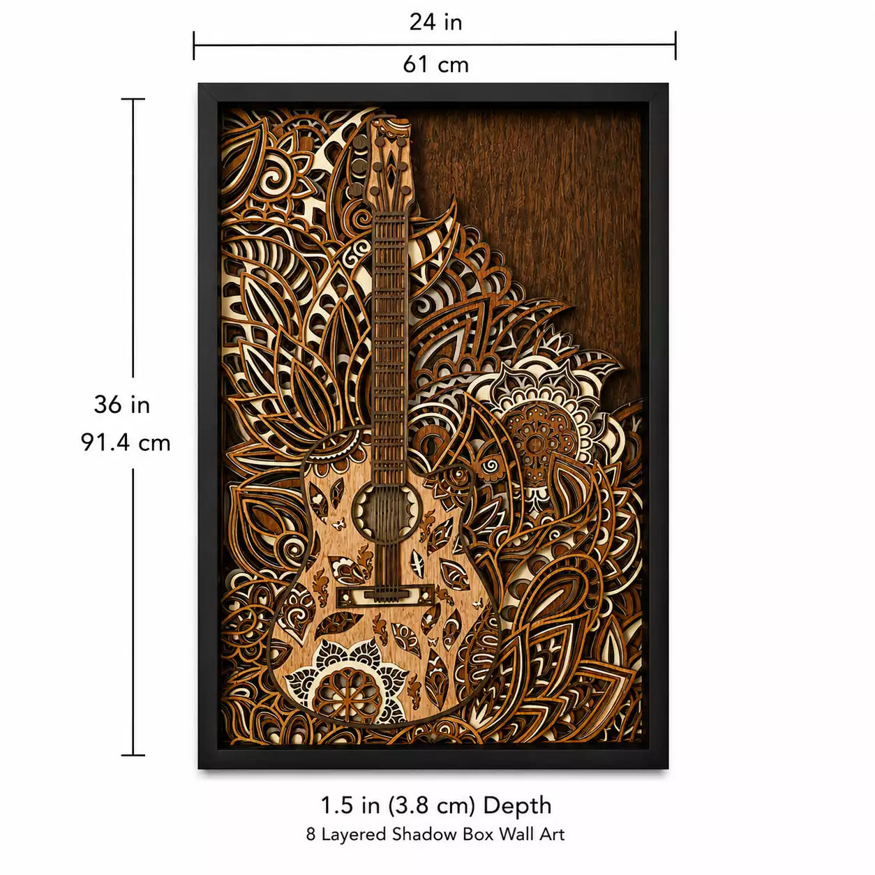 8-Layer Acoustic Guitar Shadow Box Wall Art