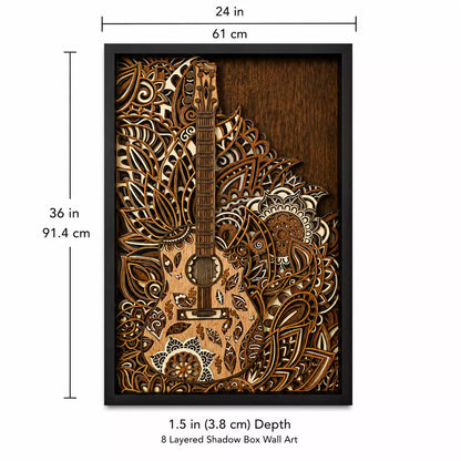8-Layer Acoustic Guitar Shadow Box Wall Art