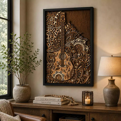 8-Layer Acoustic Guitar Shadow Box Wall Art