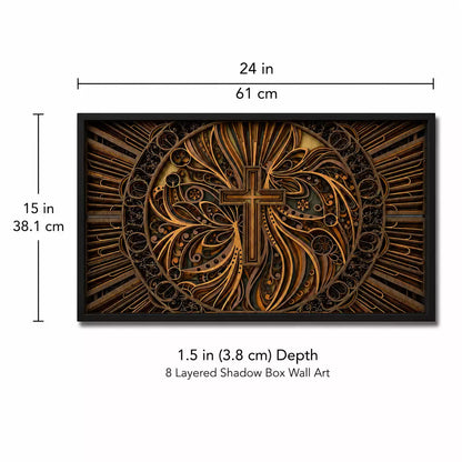 9-Layer Center Cross Shadow Box Wall Art