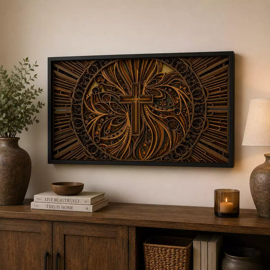 9-Layer Center Cross Shadow Box Wall Art
