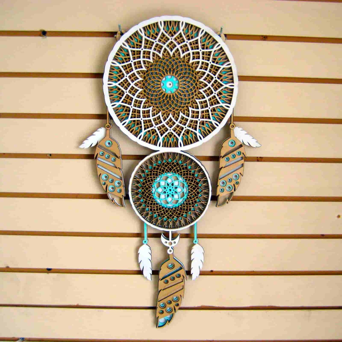 Layered Wooden Dreamcatcher Wall Decor | Boho Laser Cut Wall Art
