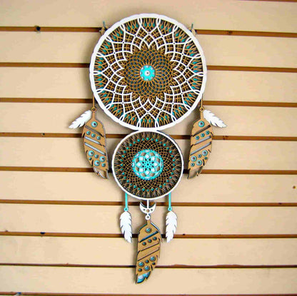 Layered Wooden Dreamcatcher Wall Decor | Boho Laser Cut Wall Art