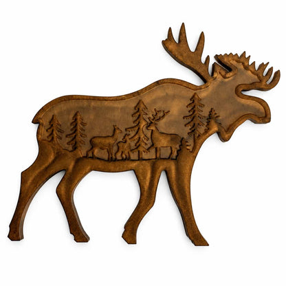 Moose Wildlife Forest Scene Decor