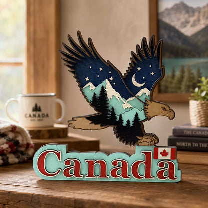 Beautiful Canada Eagle Shelf Decor – Freestanding Painted Display