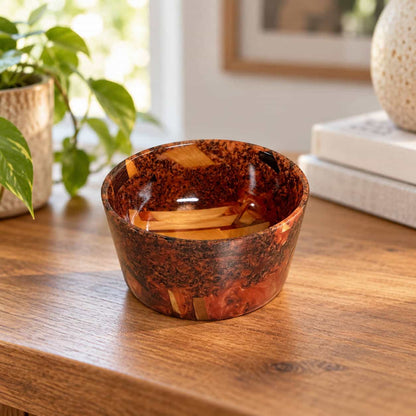 One-of-a-Kind Hand-Turned Hardwood & Epoxy Jewellery Dish — Coffee-Toned