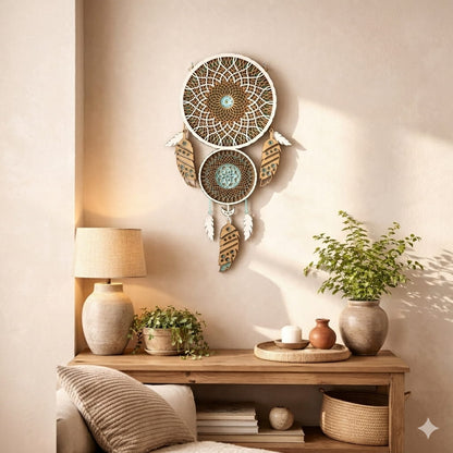 Layered Wooden Dreamcatcher Wall Decor | Boho Laser Cut Wall Art