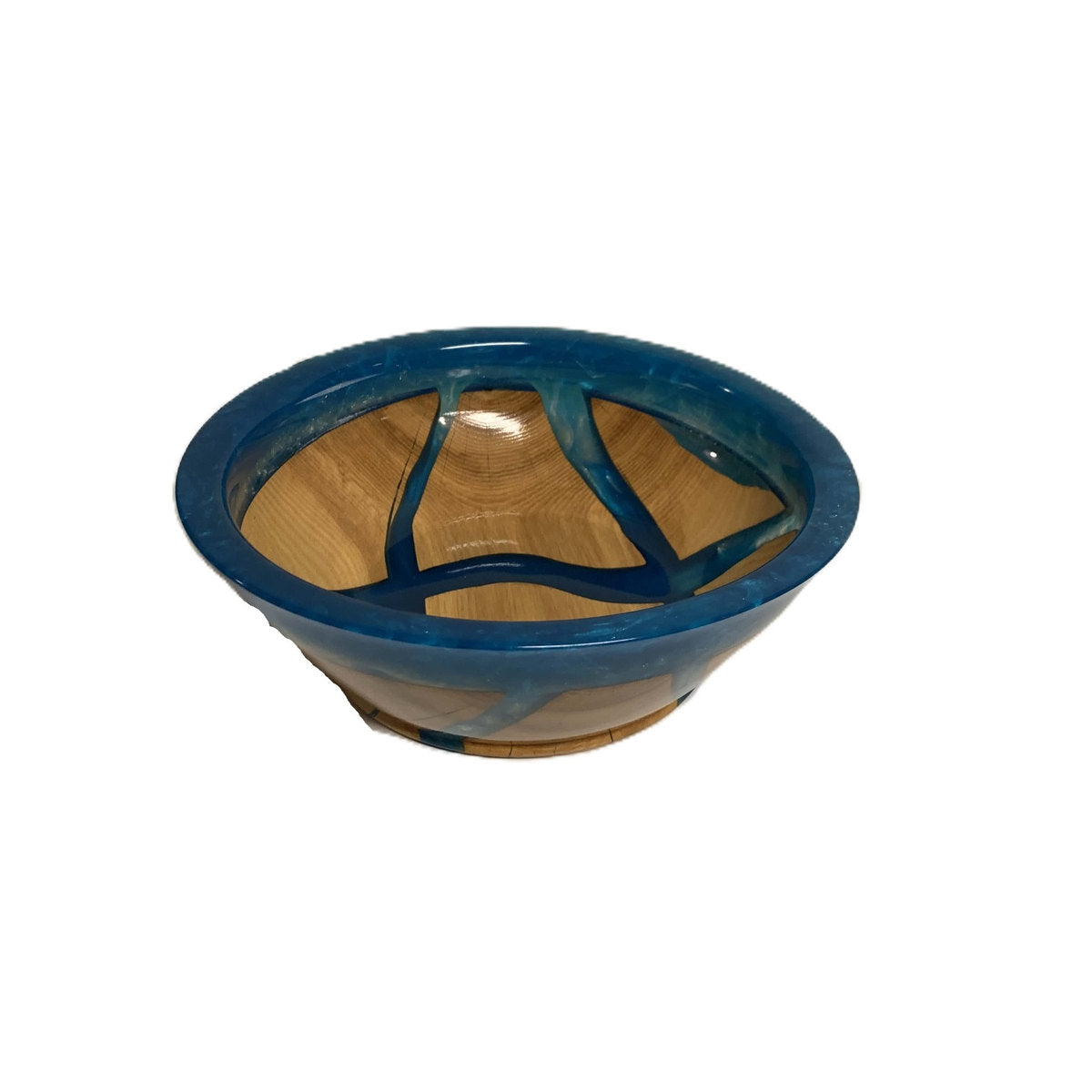 Hand-Turned Ash & Blue Epoxy Bowl