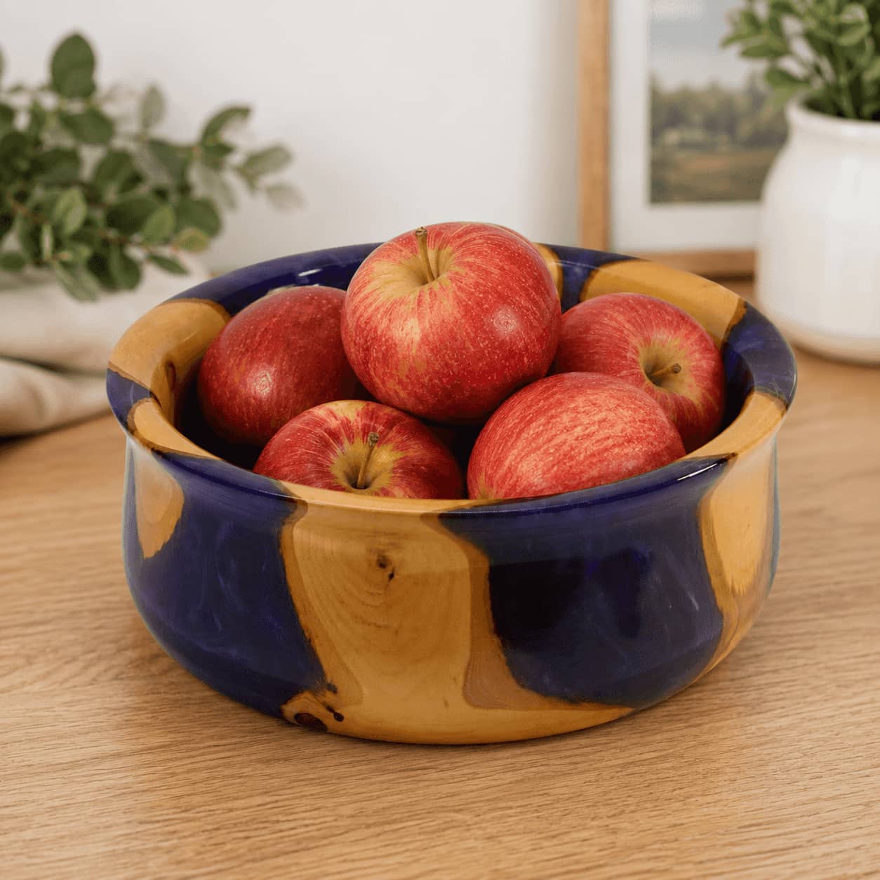 Handcrafted Apple Wood & Purple Epoxy Bowl