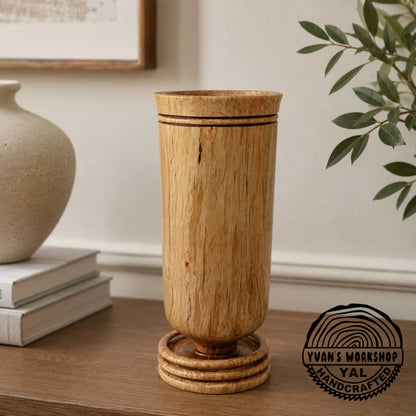 Handcrafted spalted birch wood vase made in Canada