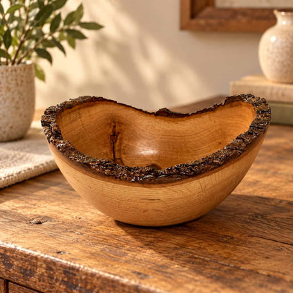 Hand-Turned Live Edge Apple Wood Bowl