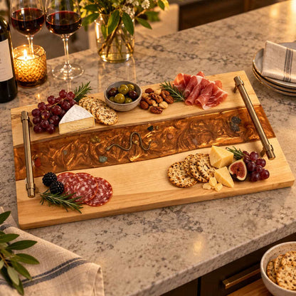 Maple and Copper Epoxy Charcuterie Board with Snake Detail