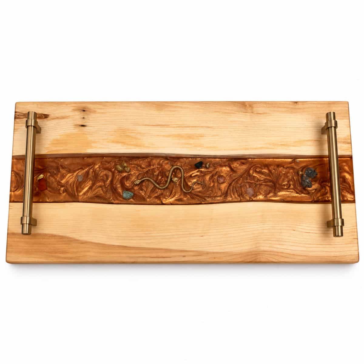 Maple and Copper Epoxy Charcuterie Board with Snake Detail