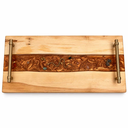 Maple and Copper Epoxy Charcuterie Board with Snake Detail