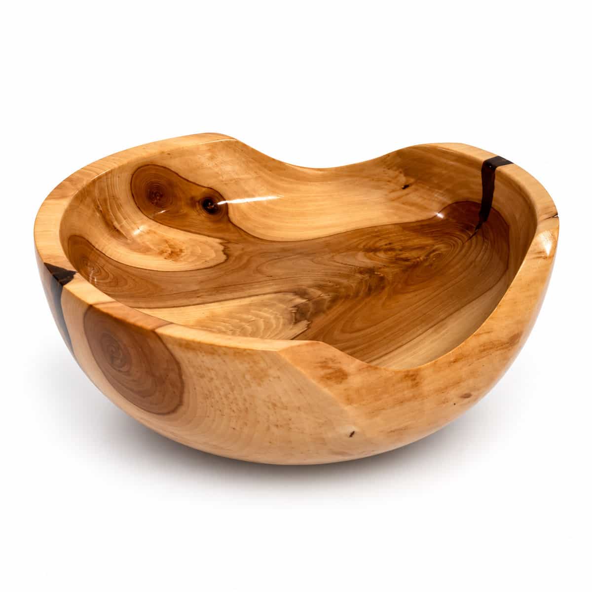 Hand-Turned Apple Wood Bowl with Live Edge