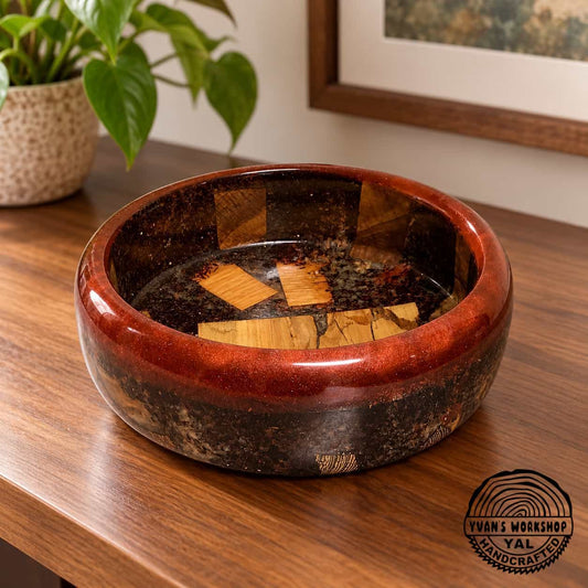 Oak & Walnut End-Grain Epoxy Bowl
