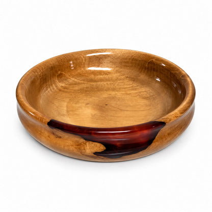 Hand-Turned Shallow Apple Wood and Epoxy Bowl