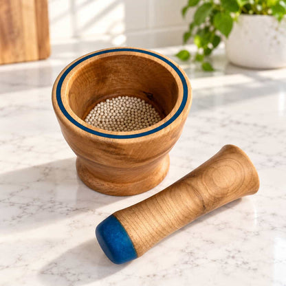Apple Wood & Epoxy Mortar and Pestle