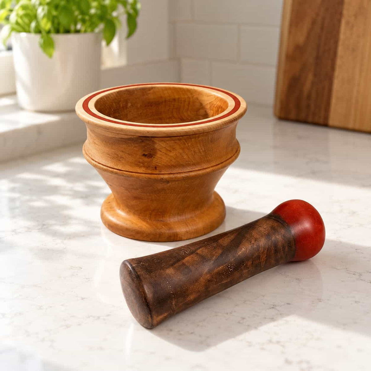 Apple Wood & Epoxy Mortar and Pestle