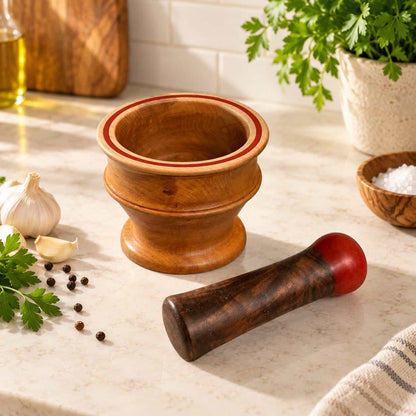 Apple Wood & Epoxy Mortar and Pestle